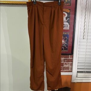 SHEIN Women Rust Brown Straight Dress Pants